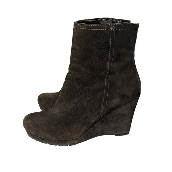 Prada Wedge Suede Ankle Zip Boots Women's 39 US 8-8.5 - Picture 1 of 9